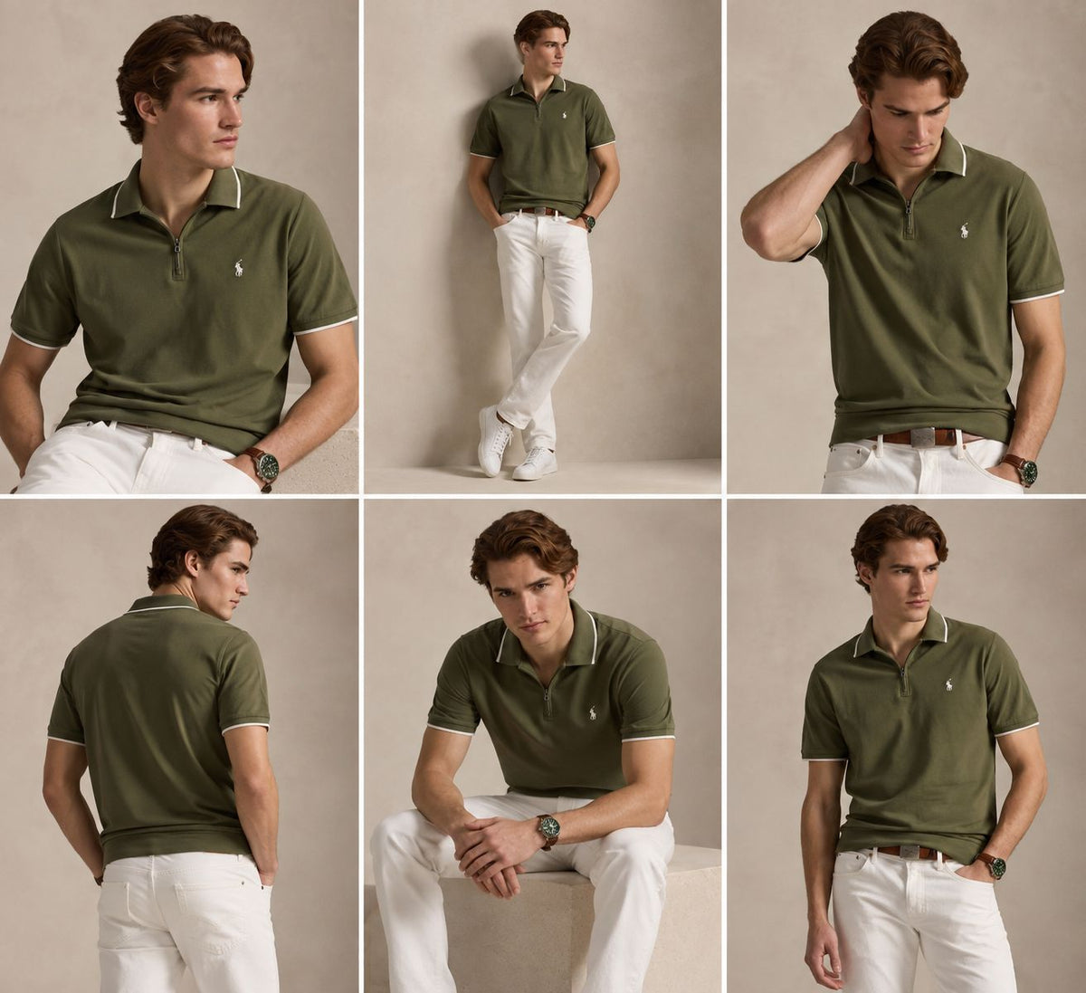 Polo con cierre y ribete Polo Ralph Lauren - Verde