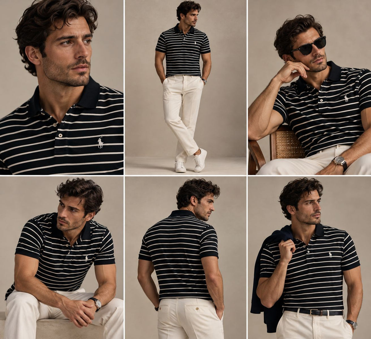 Polo RLX a rayas - Negro