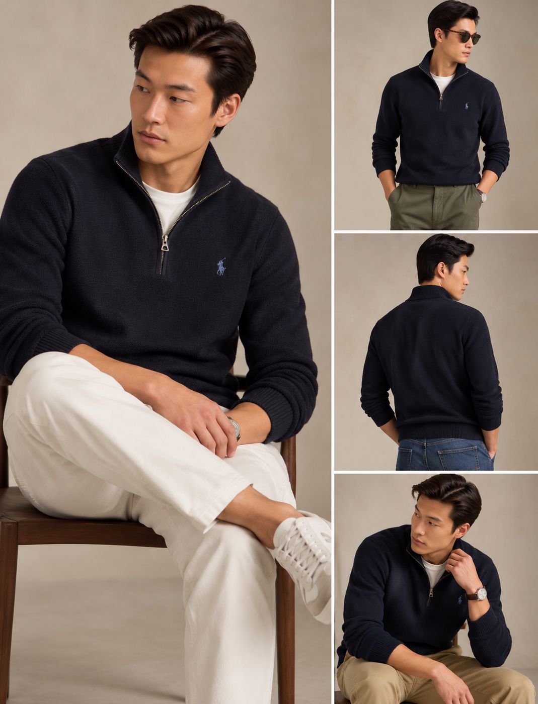 Suéter de medio cierre Polo Ralph Lauren - Azul marino