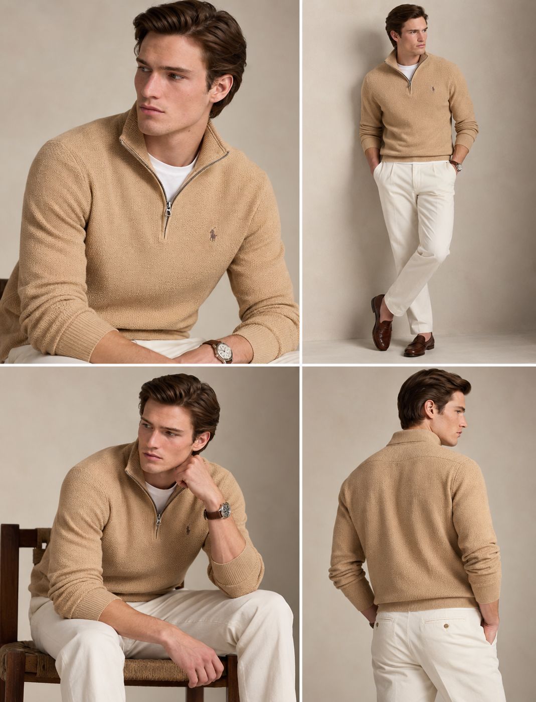 Suéter de medio cierre Polo Ralph Lauren - Camel