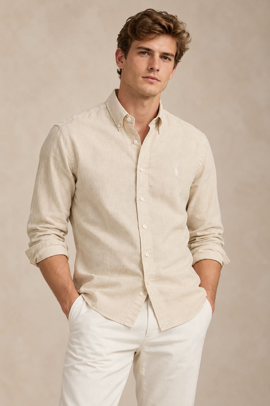 Camisa Polo Ralph Lauren de lino - Gris
