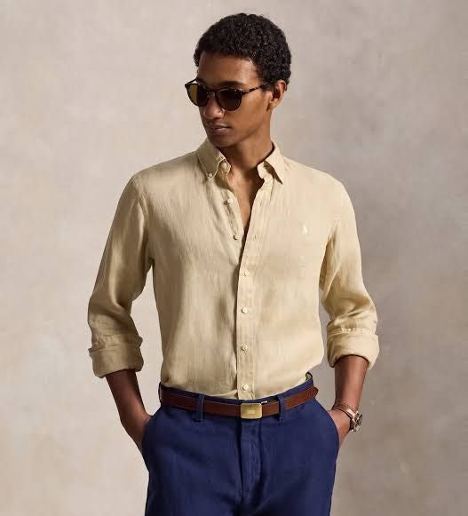 Camisa Polo Ralph Lauren de lino - Beige