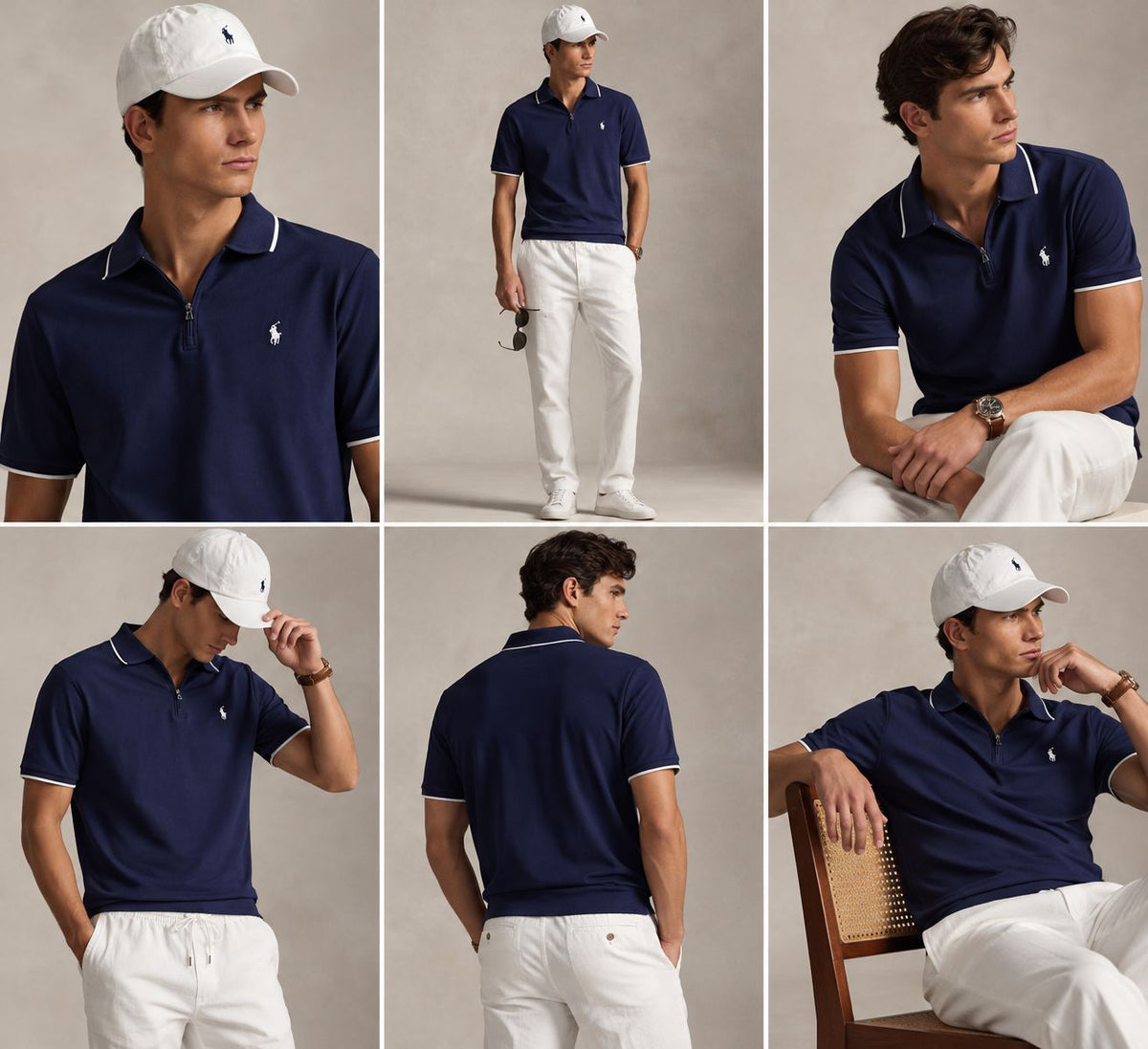 Polo con cierre y ribete Polo Ralph Lauren - Azul marino