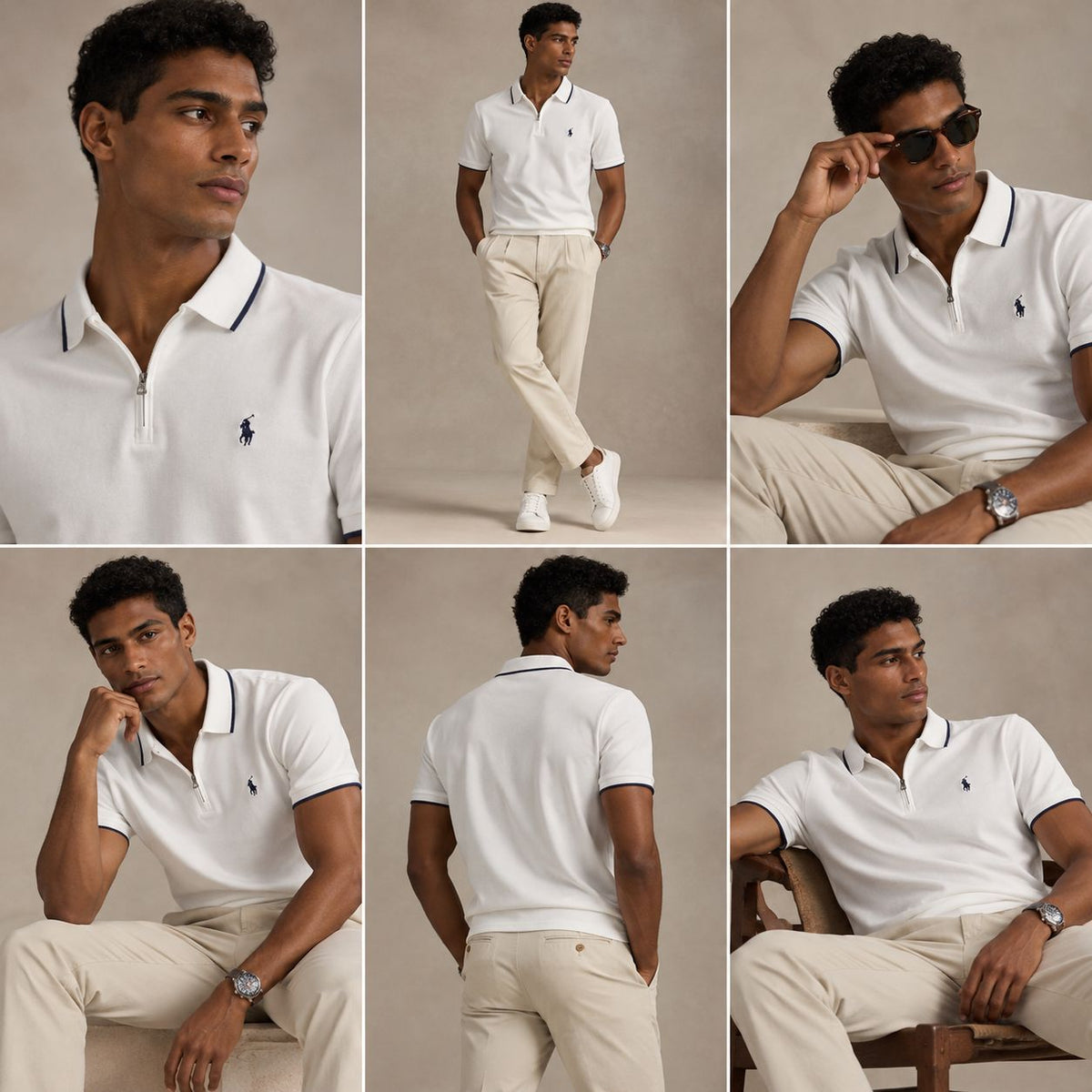Polo con cierre y ribete Polo Ralph Lauren - Blanco