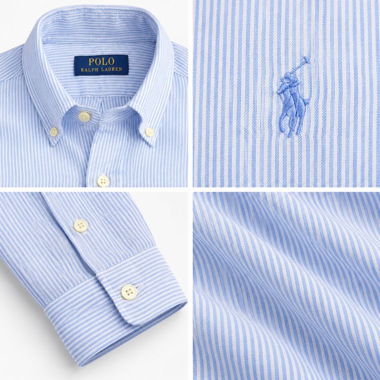 Camisa de lino a rayas finas Polo Ralph Lauren - Azul/Blanco