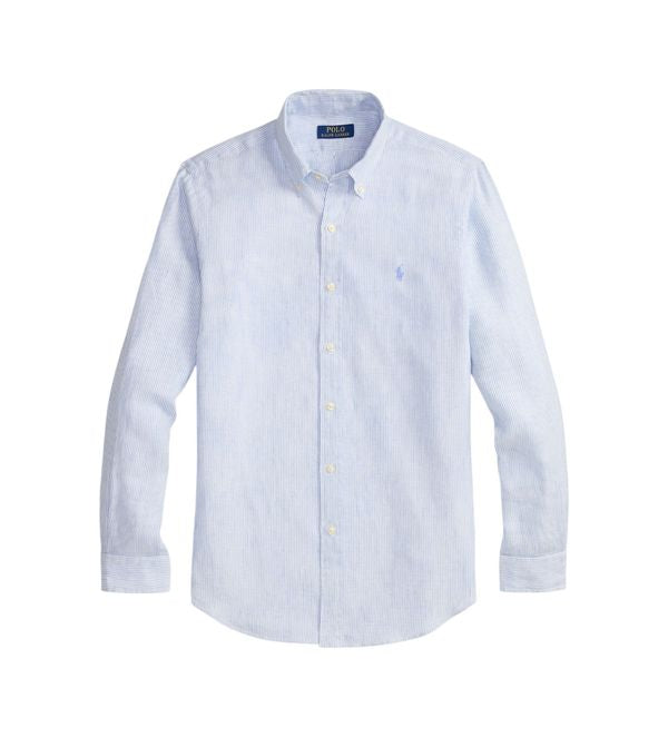Camisa de lino a rayas finas Polo Ralph Lauren - Azul/Blanco