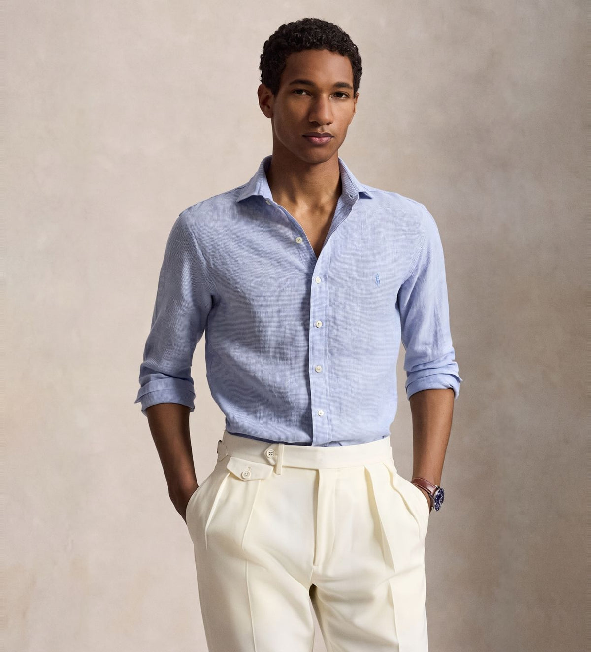 Camisa de lino texturizado Polo Ralph Lauren - Azul