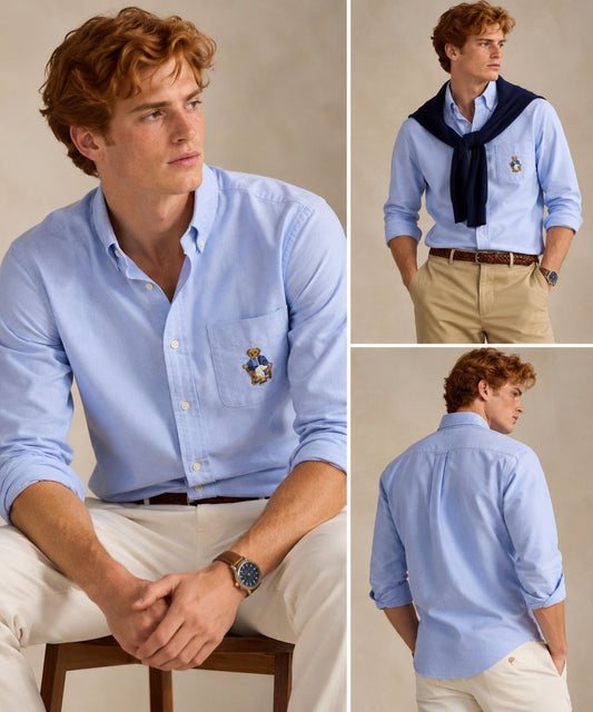 Camisa Oxford Polo Bear - Celeste