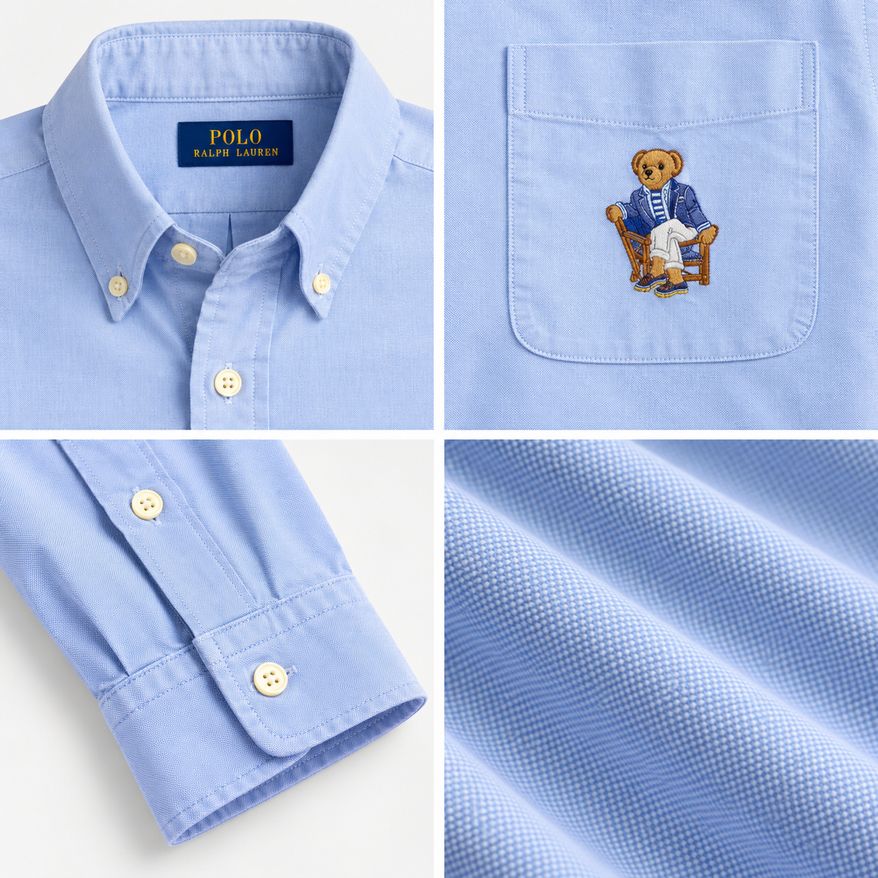 Camisa Oxford Polo Bear - Celeste